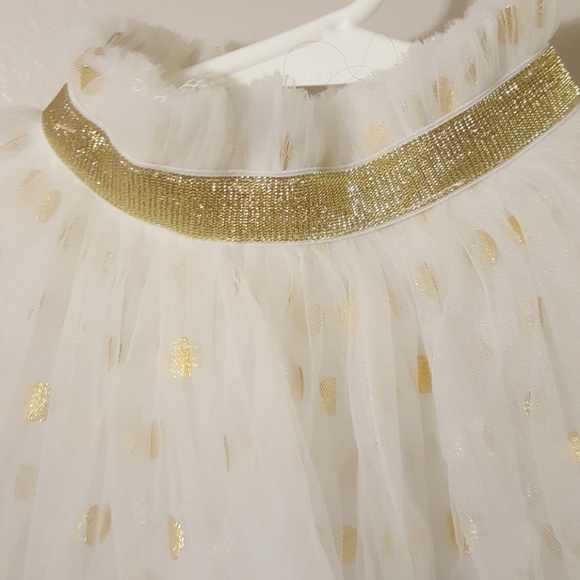 Ivory tulle TuTu with gold polkadots - Picture 3 of 3
